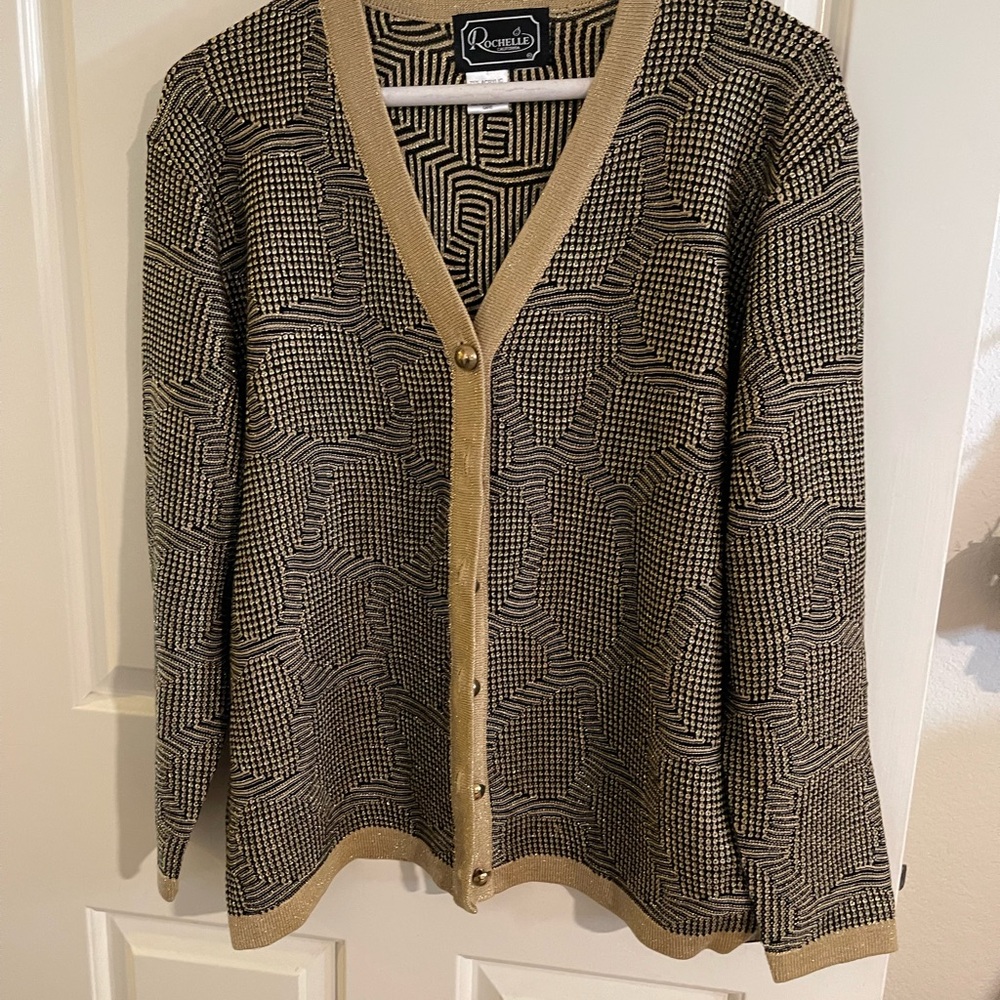 Rochelle  Black and Gold Knit Cardigan
